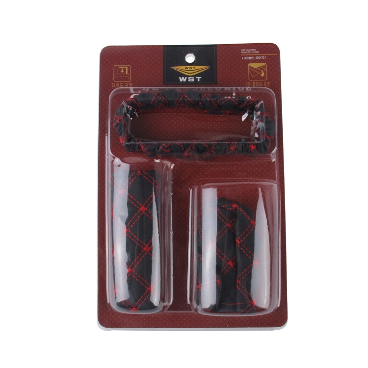 3 PCS Car Hand Brake Cover Shift Knob Gear Stick Cushion Sets Rear View Mirror Sets Cover Car Accessory Interior Decoration Pad