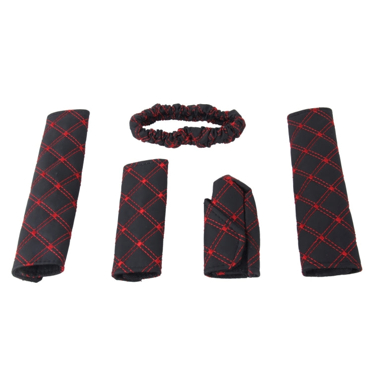 5 PCS Car Hand Brake Cover Shift Knob Gear Stick Cushion Sets Rear View Mirror Sets Cover Car Accessory Interior Decoration Pad