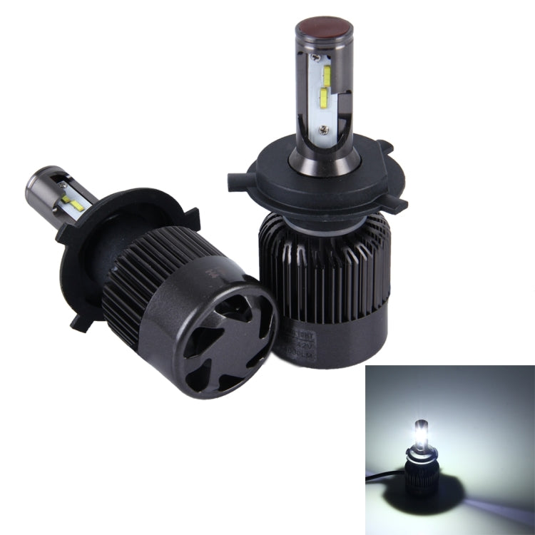 2 PCS H4 30W 4000lm 6000K Car LED Headlight with 6 Philip  Lamps, DC 8-42V(White Light)
