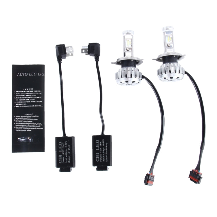 2 PCS H4 40W 4500lm 6500K Car LED Headlight with 12 Cree Lamps, DC 8-48V(White Light)