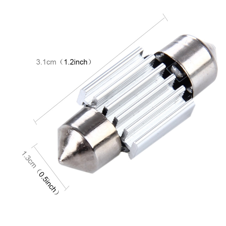 2 PCS 3W 200 LM 6000K 31MM 8 SMD-2835 LEDs Bicuspid Port Decoding Car Dome Lamp LED Reading Light, DC 12V(White Light)