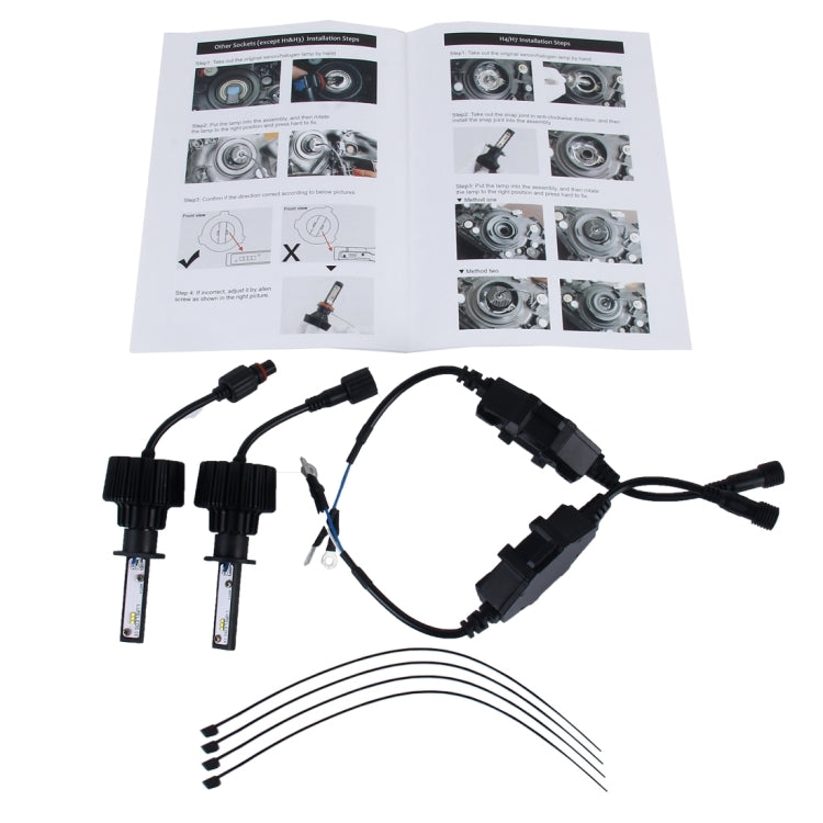 2 PCS H1 40W 4500lm 6500K Car LED Headlight with 6 High Power Lamps, DC 12-24V(White Light)