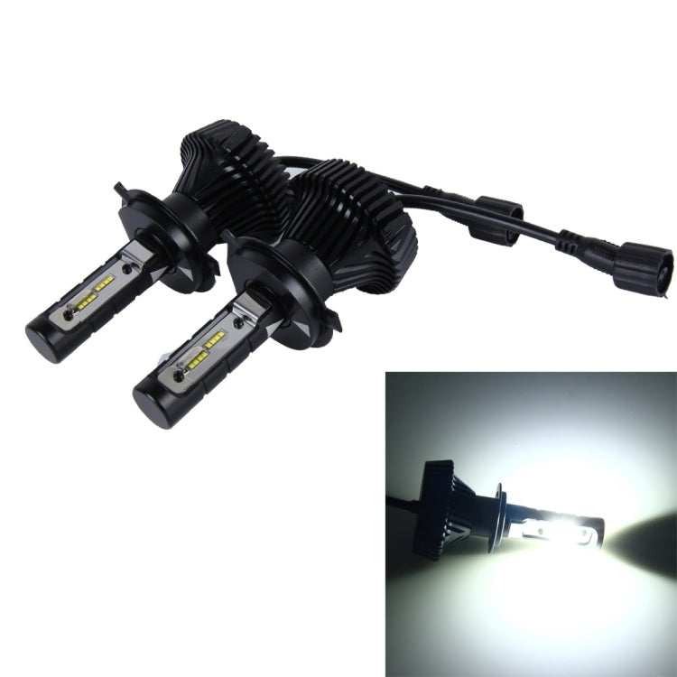 2 PCS H4 40W 4500lm 6500K Car LED Headlight with 16 High Power Lamps, DC 12-24V(White Light)