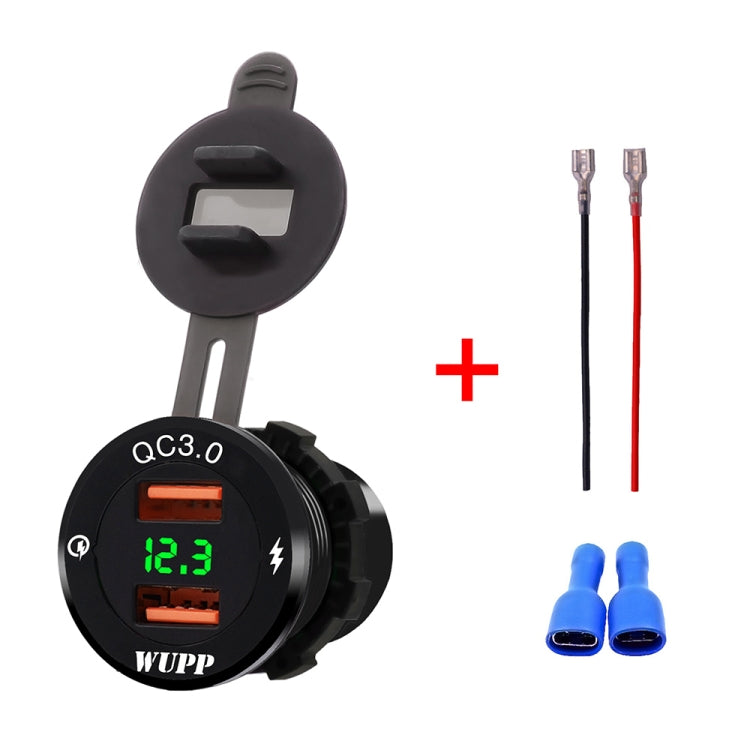 ZH-749 Car Waterproof Aluminium Alloy Black Shell Mobile Phone QC 3.0 Dual USB Charger