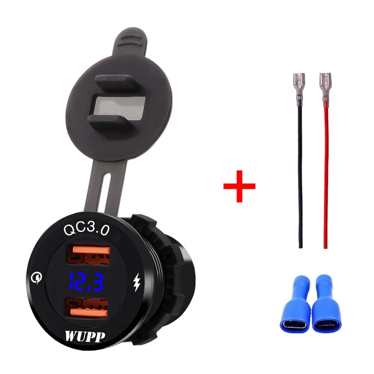 ZH-749 Car Waterproof Aluminium Alloy Black Shell Mobile Phone QC 3.0 Dual USB Charger