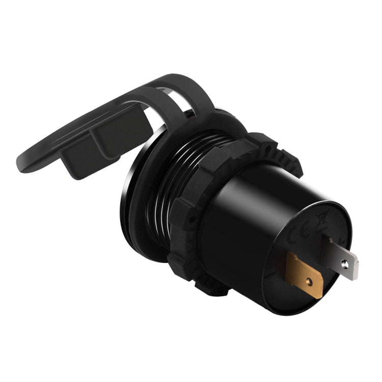 ZH-749 Car Waterproof Aluminium Alloy Black Shell Mobile Phone QC 3.0 Dual USB Charger