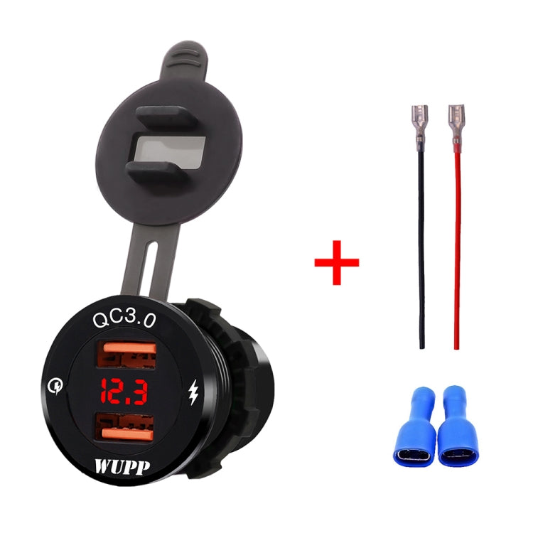 ZH-749 Car Waterproof Aluminium Alloy Black Shell Mobile Phone QC 3.0 Dual USB Charger