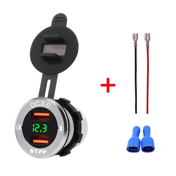 ZH-749 Car Waterproof Aluminium Alloy Silver Shell Mobile Phone QC 3.0 Dual USB Charger