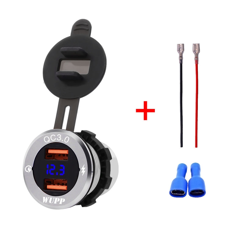 ZH-749 Car Waterproof Aluminium Alloy Silver Shell Mobile Phone QC 3.0 Dual USB Charger