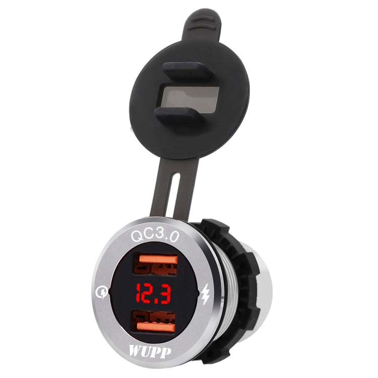 ZH-749 Car Waterproof Aluminium Alloy Silver Shell Mobile Phone QC 3.0 Dual USB Charger