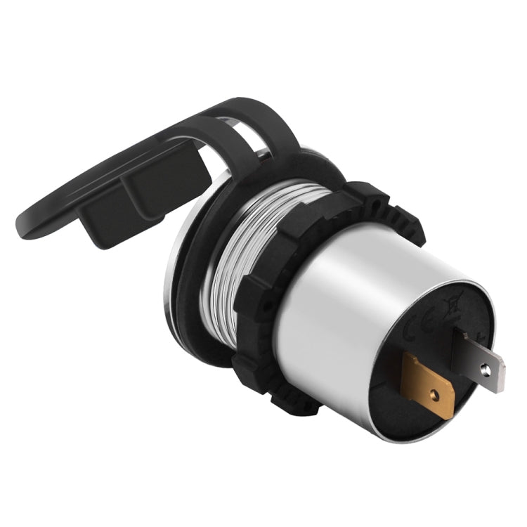 ZH-749 Car Waterproof Aluminium Alloy Silver Shell Mobile Phone QC 3.0 Dual USB Charger