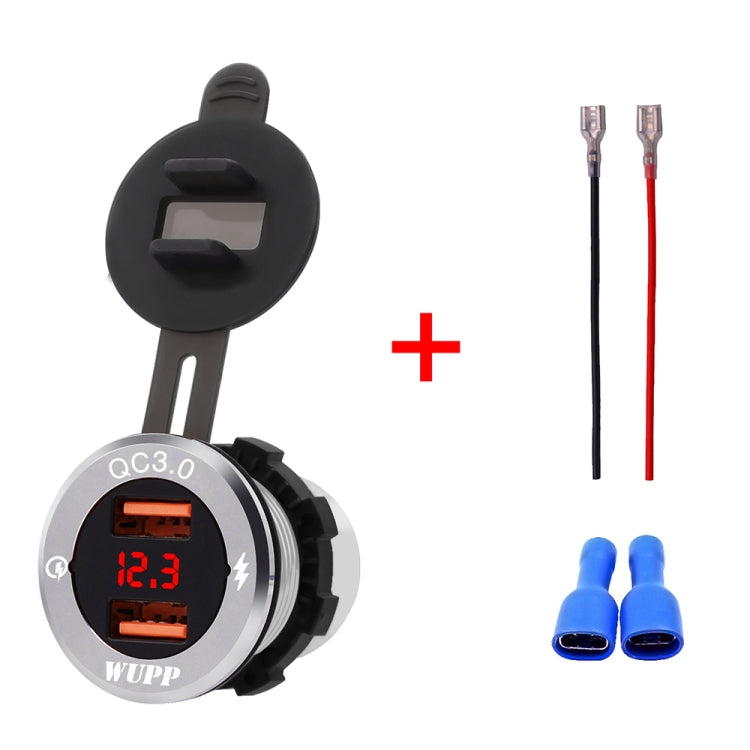 ZH-749 Car Waterproof Aluminium Alloy Silver Shell Mobile Phone QC 3.0 Dual USB Charger