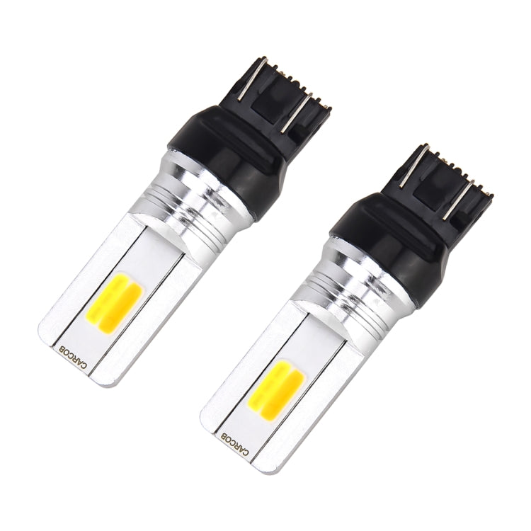 2 PCS T20 / 7443 DC 12V 10W Car Auto Double Colors Turn Lights / Reversing Lights / Running Lights 2 COB LED (Turn Lights: Yellow Light; Reversing Lights / Running Lights: White Light)
