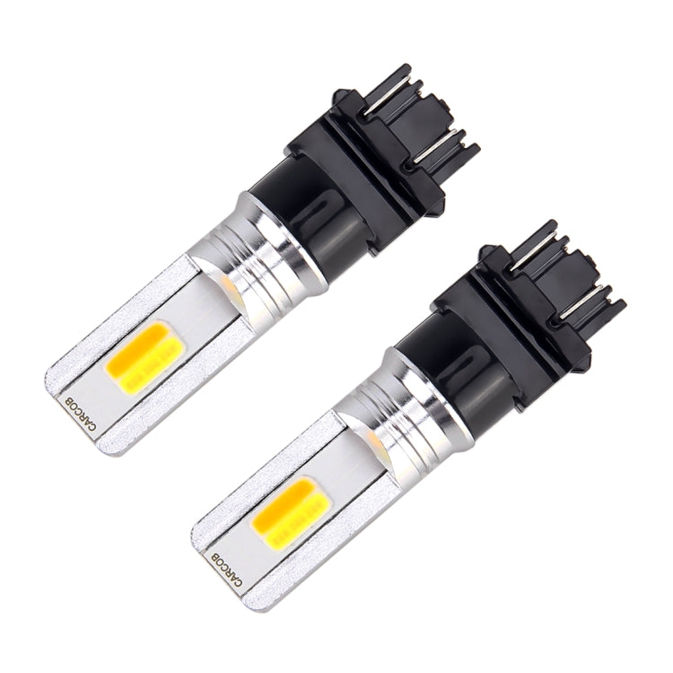 2 PCS T25 / 3157 DC 12V 10W Car Auto Double Colors Turn Lights / Reversing Lights / Running Lights 2 COB LED (Turn Lights: Yellow Light; Reversing Lights / Running Lights: White Light)