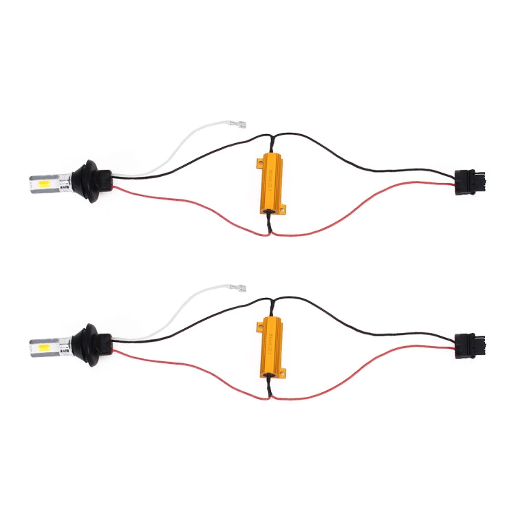 2 PCS T20 / 7740 DC12V 10W Car Auto Double Colors Turn Lights / Reversing Lights / Running Lights 2 COB LED with Decoder (Turn Lights: Yellow Light; Reversing Lights / Running Lights: White Light)