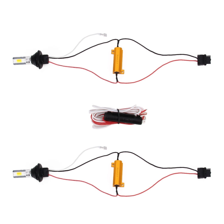2 PCS T20 / 7740 DC12V 10W Car Auto Double Colors Turn Lights / Reversing Lights / Running Lights 2 COB LED with Decoder (Turn Lights: Yellow Light; Reversing Lights / Running Lights: White Light)