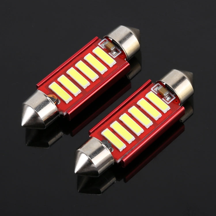 2 PCS 2W 100 LM 6000K 39MM 6 SMD-7020 LEDs Bicuspid Port Decoding Car Dome Lamp LED Reading Light, DC 12V, White Light