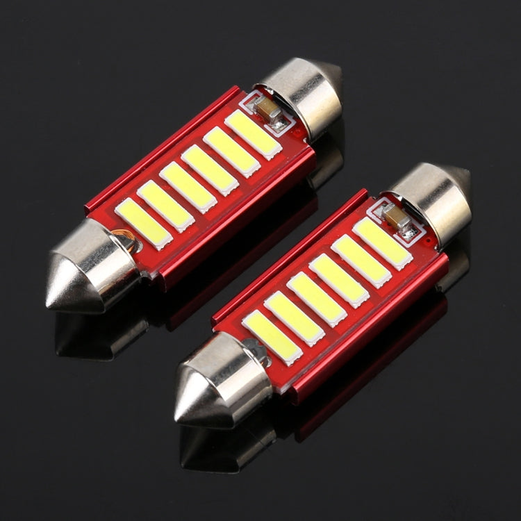 2 PCS 2W 100 LM 6000K 41MM 6 SMD-7020 LEDs Bicuspid Port Decoding Car Dome Lamp LED Reading Light, DC 12V, White Light