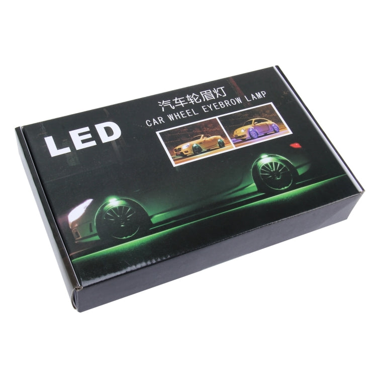 4 PCS Car Truck LED Wheel Lights Tire Light Eyebrow Shape Decorative Lights Kit Atmosphere Lamp 3 Mode DC 12-24V