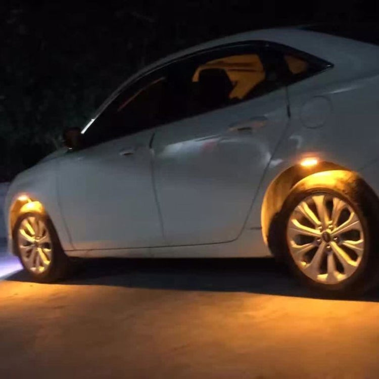 4 PCS Car Truck LED Wheel Lights Tire Light Eyebrow Shape Decorative Lights Kit Atmosphere Lamp 3 Mode DC 12-24V