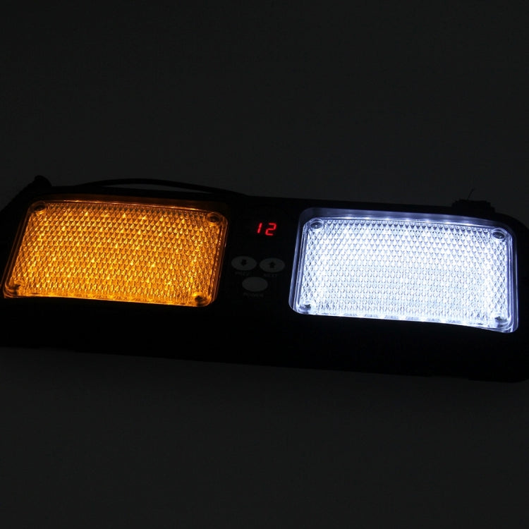 High qulaity DC 12V,9W LED Waterproof Car Sunshade Yellow Light + White Light Warning Lights Strobe Emergency Lights Flashing Light with 12 Kinds Flash Patterns