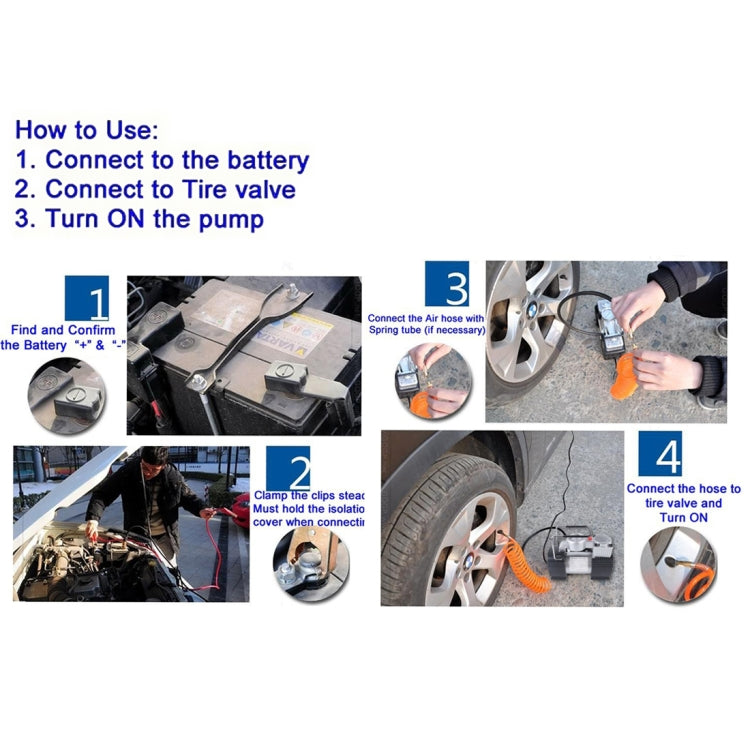 Portable 4X4 Heavy Duty Air Compressor 12V 150PSI 35LPM Pump Tire Inflatable Pump Car Tool with Working Light for Outdoor Emergency