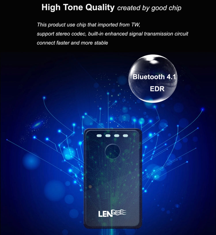 LENGEE B8 Bluetooth 4.1 + EDR 2-in-1 Transmitter Receiver Music Audio Adapter with 3.5mm AUX Cable (Black)