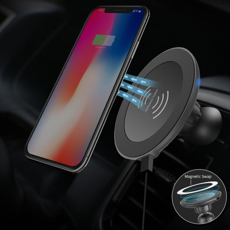 BQ003 2-in-1 Phone Holder QC3.0 Magnetic Wireless Car Charger, For iPhone, Galaxy, Huawei, Xiaomi, LG, HTC etc. QI Standard Smart Phones(Black)
