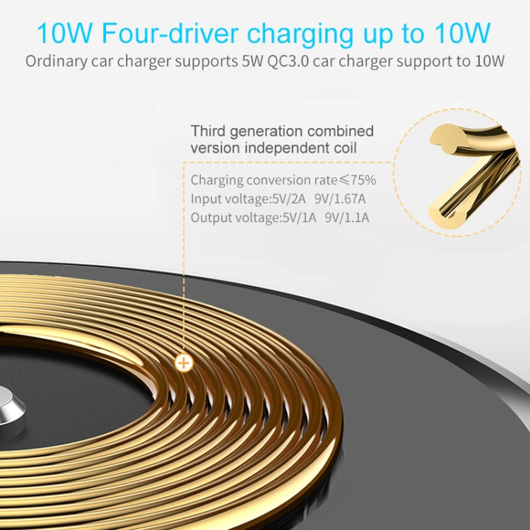BQ003 2-in-1 Phone Holder QC3.0 Magnetic Wireless Car Charger, For iPhone, Galaxy, Huawei, Xiaomi, LG, HTC etc. QI Standard Smart Phones(Black)
