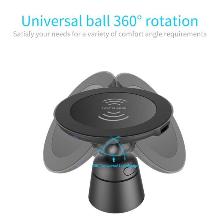 BQ003 2-in-1 Phone Holder QC3.0 Magnetic Wireless Car Charger, For iPhone, Galaxy, Huawei, Xiaomi, LG, HTC etc. QI Standard Smart Phones(Black)