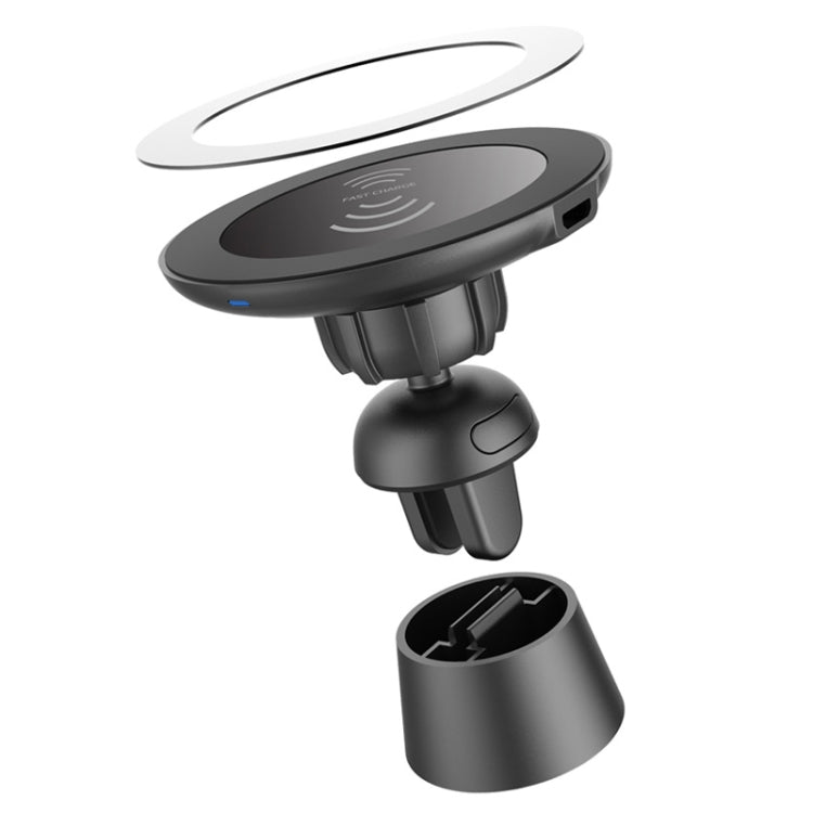 BQ003 2-in-1 Phone Holder QC3.0 Magnetic Wireless Car Charger, For iPhone, Galaxy, Huawei, Xiaomi, LG, HTC etc. QI Standard Smart Phones(Black)