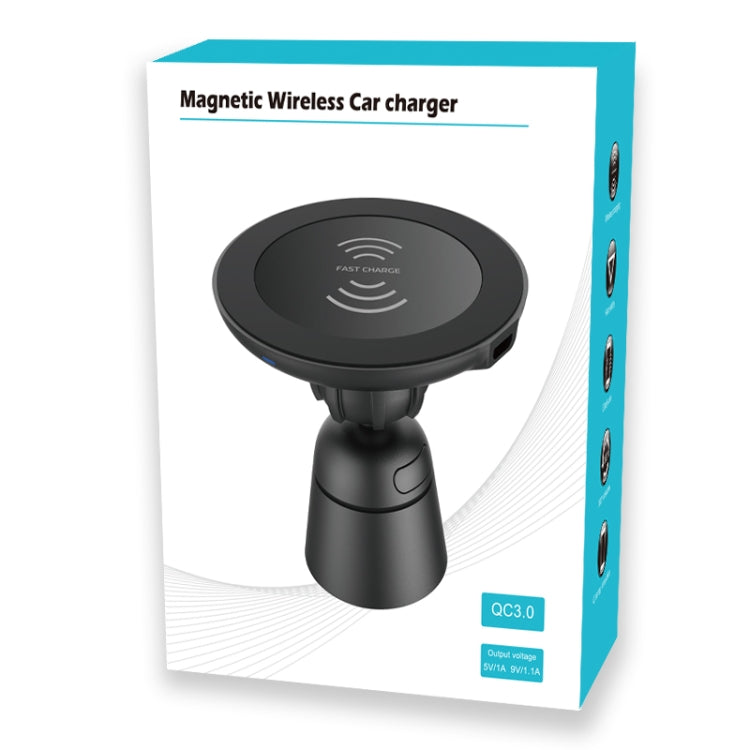 BQ003 2-in-1 Phone Holder QC3.0 Magnetic Wireless Car Charger, For iPhone, Galaxy, Huawei, Xiaomi, LG, HTC etc. QI Standard Smart Phones(Black)