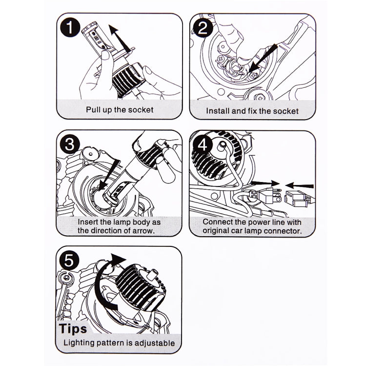 H4 Motorcycle Headlights DC 9-32V 3600LM 25W with 9 CSP Y19 Lamp Beads and Five Color Temperatures