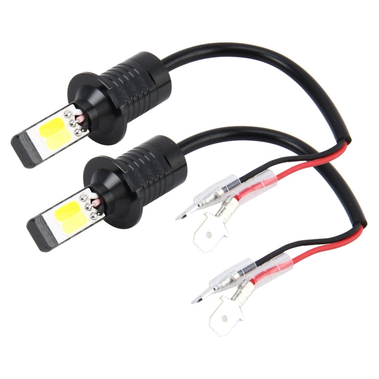 2 PCS H3 DC 12V 6W 6000K+3500K Car LED Fog Lights with Double-sided COB Lamps (White Light+Yellow Light)