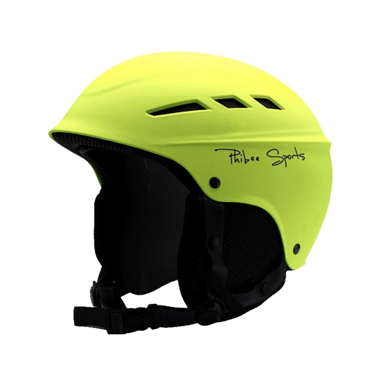 Single and Double Plate Skiing Professional Protective Helmet 8 Air Vents PC Shell Adjustable Buckle Parent-child Protective Helmet, Size: M, Fit for 56-60cm(Lemon Yellow)