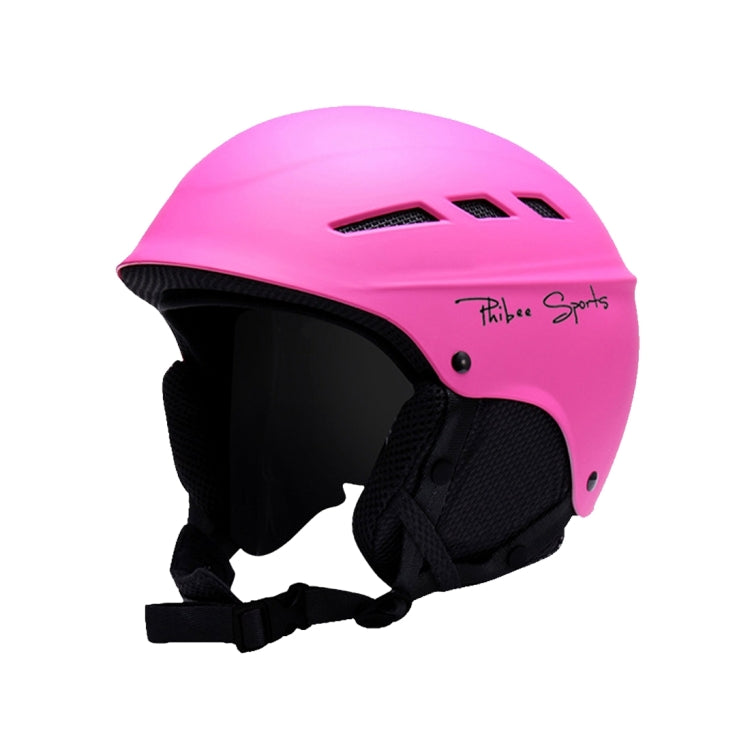 Single and Double Plate Skiing Professional Protective Helmet 8 Air Vents PC Shell Adjustable Buckle Parent-child Protective Helmet, Size: L, Fit for 56-62cm(Rose Red)