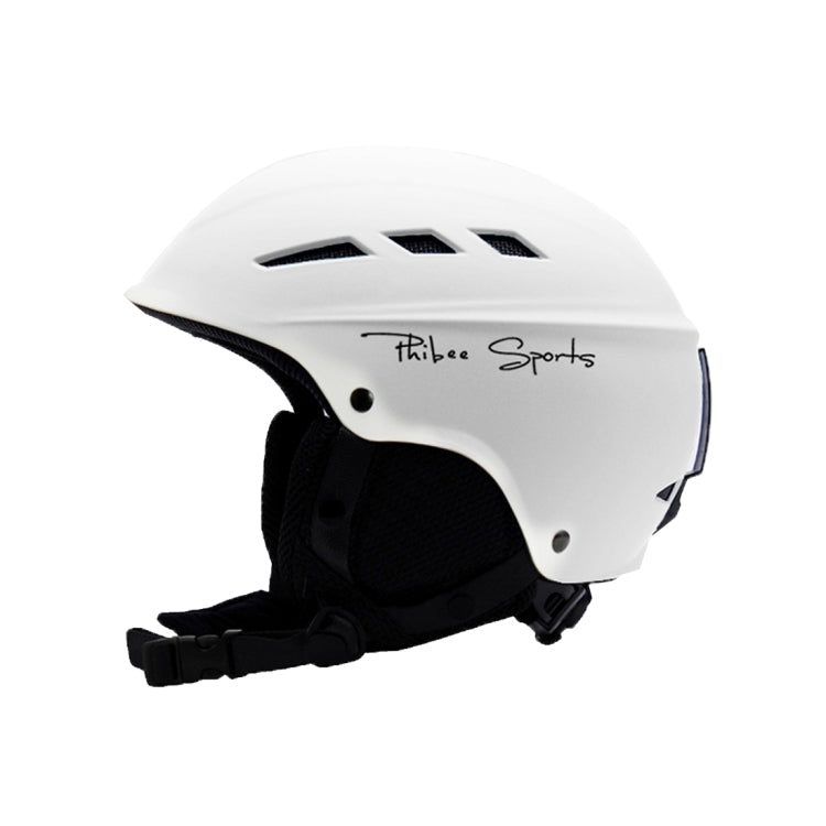 Single and Double Plate Skiing Professional Protective Helmet 8 Air Vents PC Shell Adjustable Buckle Parent-child Protective Helmet, Size: L, Fit for 56-62cm(White)