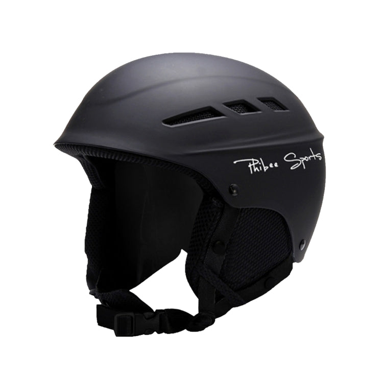 Single and Double Plate Skiing Professional Protective Helmet 8 Air Vents PC Shell Adjustable Buckle Parent-child Protective Helmet, Size: L, Fit for 56-62cm(Black)