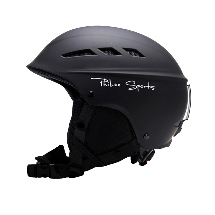 Single and Double Plate Skiing Professional Protective Helmet 8 Air Vents PC Shell Adjustable Buckle Parent-child Protective Helmet, Size: M, Fit for 56-60cm(Black)