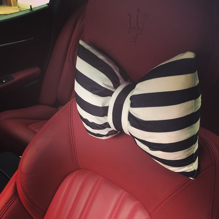 Classical Stripe Bowknot Style Breathable Car Headrest Neck Pillow, Size: 23*30cm