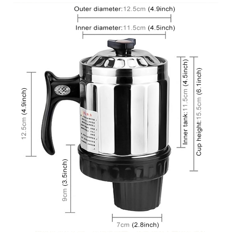 Universal DC 24V Stainless Steel Car Electric Kettle Heated Mug Heating Cup with Charger Cigarette Lighter for Car and Family, Capacity: 1000ML
