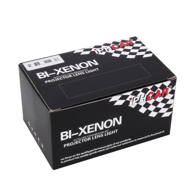 IPHCAR Q7 DC12V 35W 5500K 3.0 inch Non-destructive Modification Bi-Xenon Projector Lens Light with Special Light Bulb for Left Driving