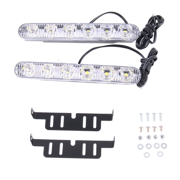 2 PCS CARFU AC-2010 DC 12V 3W 150LM 5000K 6 LEDs Car DRL Daytime Running Lights Lamp,Cable Length:90cm(White Light)