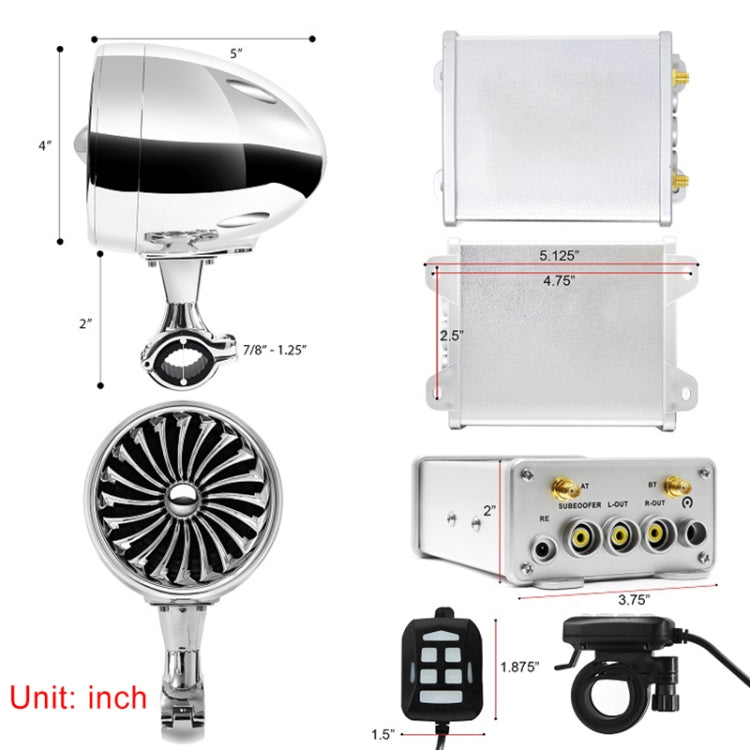 BJ600 600W Multi-functional Motorcycle Bluetooth Modified Audio Amplifier, Support FM & Wired Control