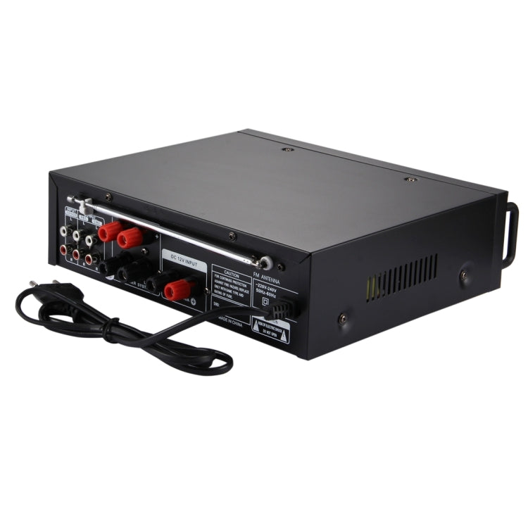 AV-339A 2CH HiFi Stereo Audio Amplifier with Remote Control, Support FM / SD / MP3 Player / USB / Display / Meter Indicator, AC 220V / DC 12V