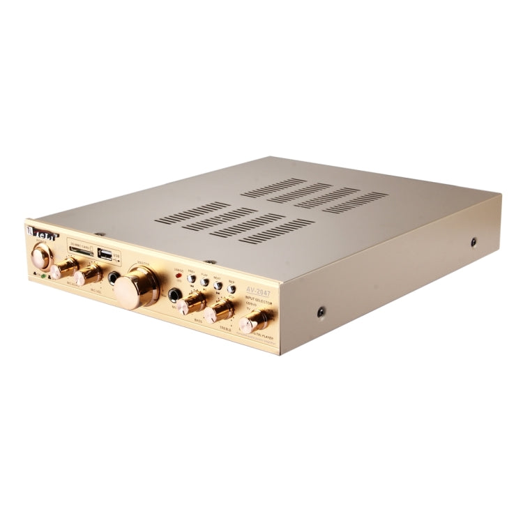 AV-2047 2CH  HiFi Stereo Audio Amplifier, Support FM / SD / MP3 Player / USB, AC 220-240V