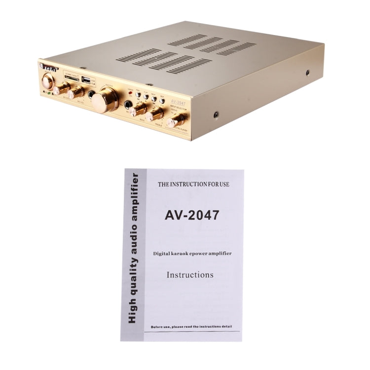 AV-2047 2CH  HiFi Stereo Audio Amplifier, Support FM / SD / MP3 Player / USB, AC 220-240V