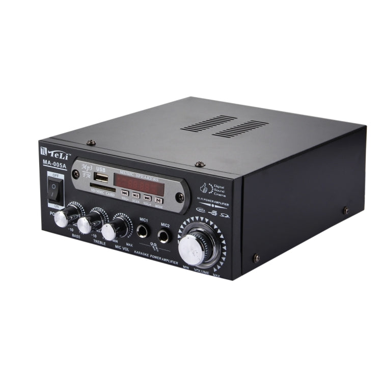 MA-005A 2CH 35W+35W HiFi Stereo Audio Amplifier with  Remote Control, Support FM / SD / MP3 Player / USB / Display, AC 220V / DC 12V