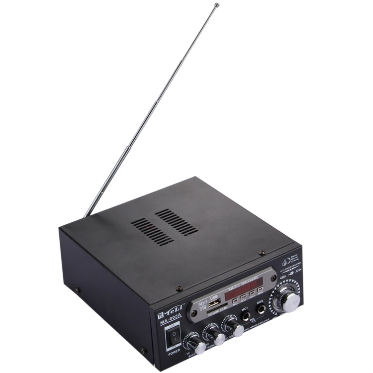MA-005A 2CH 35W+35W HiFi Stereo Audio Amplifier with  Remote Control, Support FM / SD / MP3 Player / USB / Display, AC 220V / DC 12V