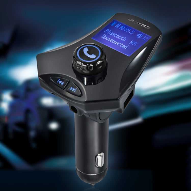 M7S Rotatable Multifunctional Wireless Car Bluetooth FM Transmitter, Support Hands-free Answer Phone & TF Card / AUX / U Disk Music Play & Smartphones USB Charging Function